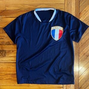 Navy Blue Kids Jersey Shirt with France Emblem